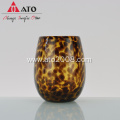 Leopard glass cup gold leopard stemless wine glass